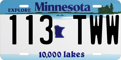 MN license plate 113TWW