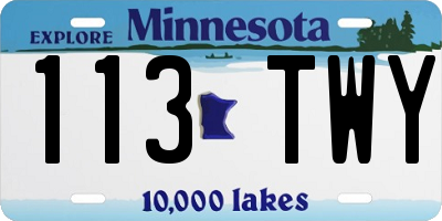MN license plate 113TWY