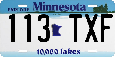 MN license plate 113TXF