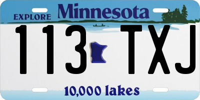 MN license plate 113TXJ