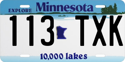 MN license plate 113TXK