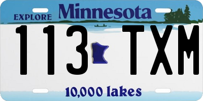 MN license plate 113TXM