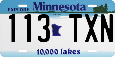 MN license plate 113TXN