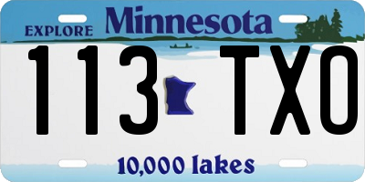 MN license plate 113TXO