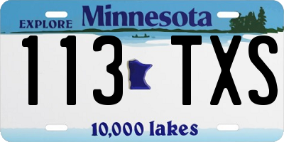 MN license plate 113TXS