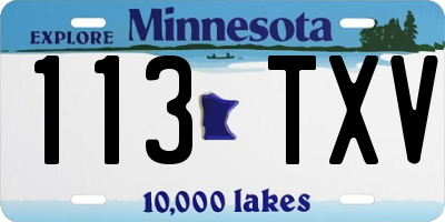 MN license plate 113TXV