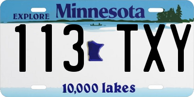 MN license plate 113TXY