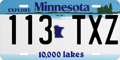 MN license plate 113TXZ