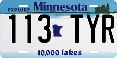 MN license plate 113TYR