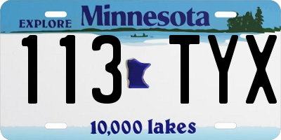 MN license plate 113TYX
