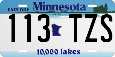 MN license plate 113TZS