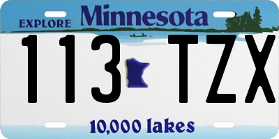 MN license plate 113TZX