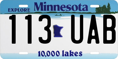 MN license plate 113UAB