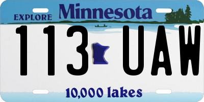 MN license plate 113UAW