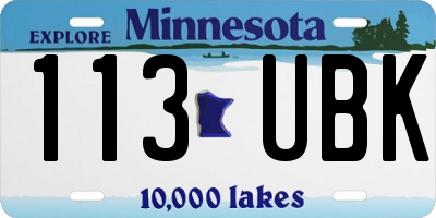MN license plate 113UBK