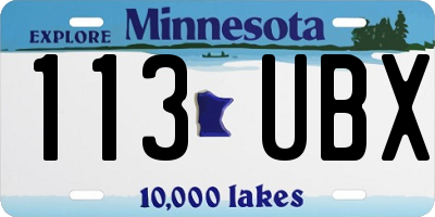 MN license plate 113UBX