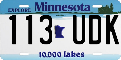 MN license plate 113UDK