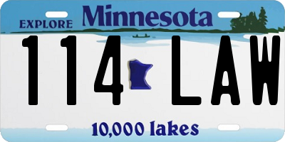 MN license plate 114LAW