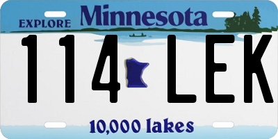 MN license plate 114LEK