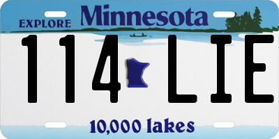 MN license plate 114LIE