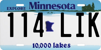 MN license plate 114LIK