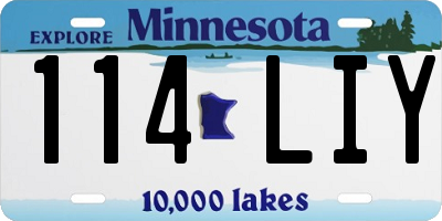 MN license plate 114LIY