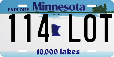 MN license plate 114LOT