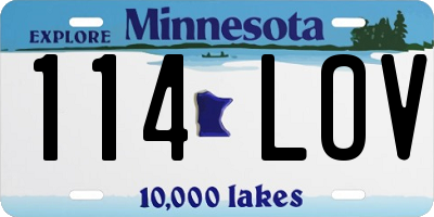 MN license plate 114LOV