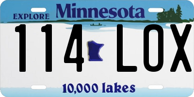 MN license plate 114LOX