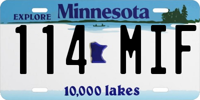 MN license plate 114MIF