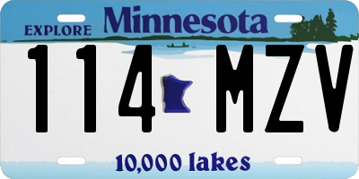 MN license plate 114MZV