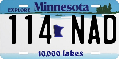 MN license plate 114NAD