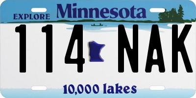 MN license plate 114NAK