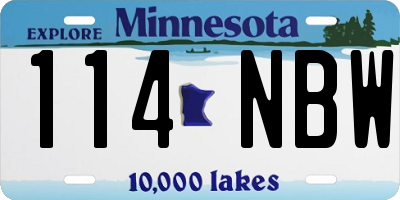 MN license plate 114NBW