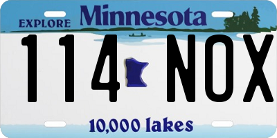MN license plate 114NOX