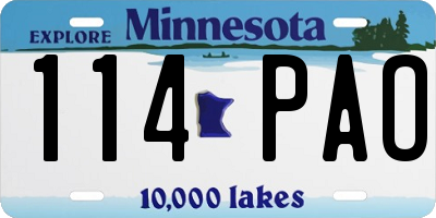 MN license plate 114PAO