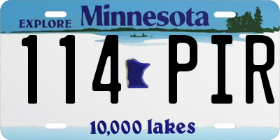 MN license plate 114PIR