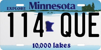 MN license plate 114QUE
