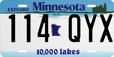 MN license plate 114QYX