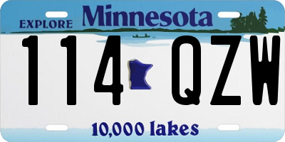MN license plate 114QZW