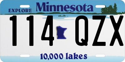MN license plate 114QZX