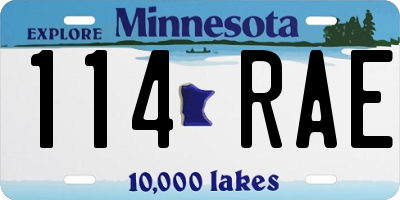 MN license plate 114RAE