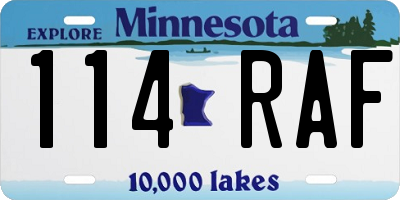 MN license plate 114RAF