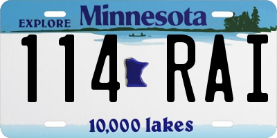 MN license plate 114RAI