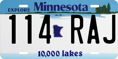 MN license plate 114RAJ