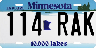 MN license plate 114RAK
