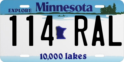 MN license plate 114RAL
