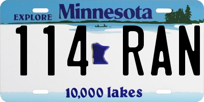 MN license plate 114RAN