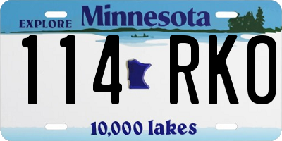 MN license plate 114RKO