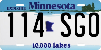 MN license plate 114SGO